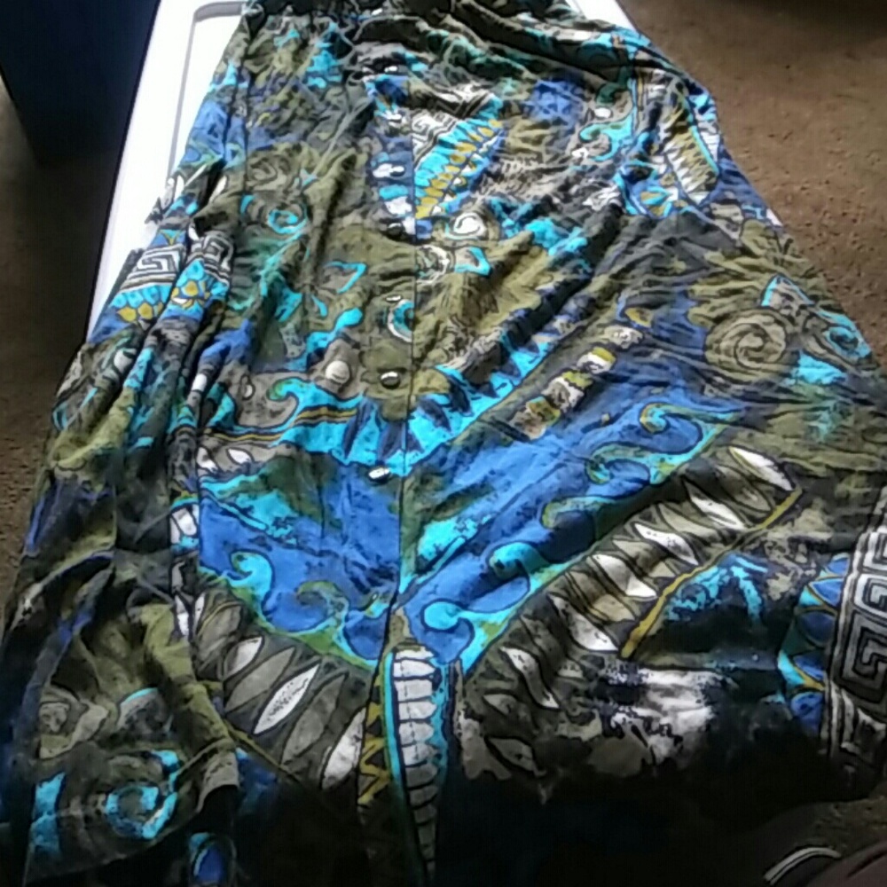 Ladies long skirt blue print OUI